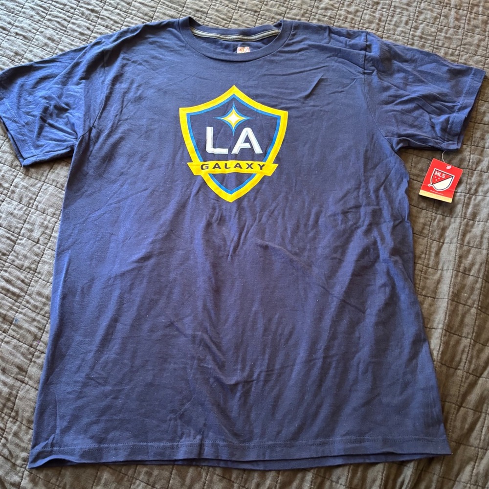 LA Galaxy MLS Soccer T-Shirt Adult Large Blue Short Sleeve Crew Neck‎ Tee NWT